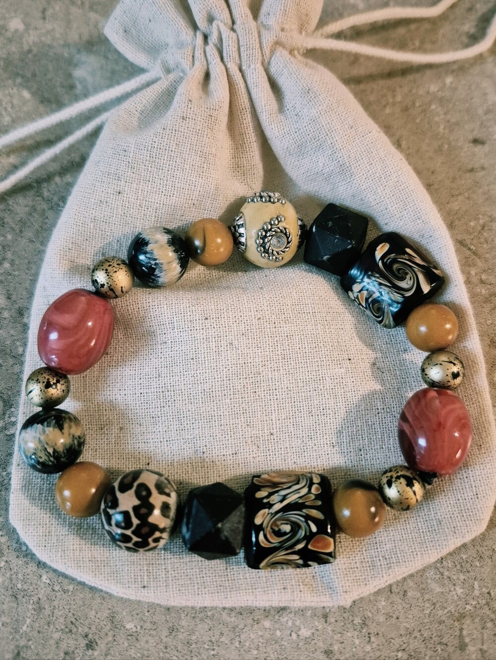 Handmade- Multi-Color Beaded Statement Bracelet